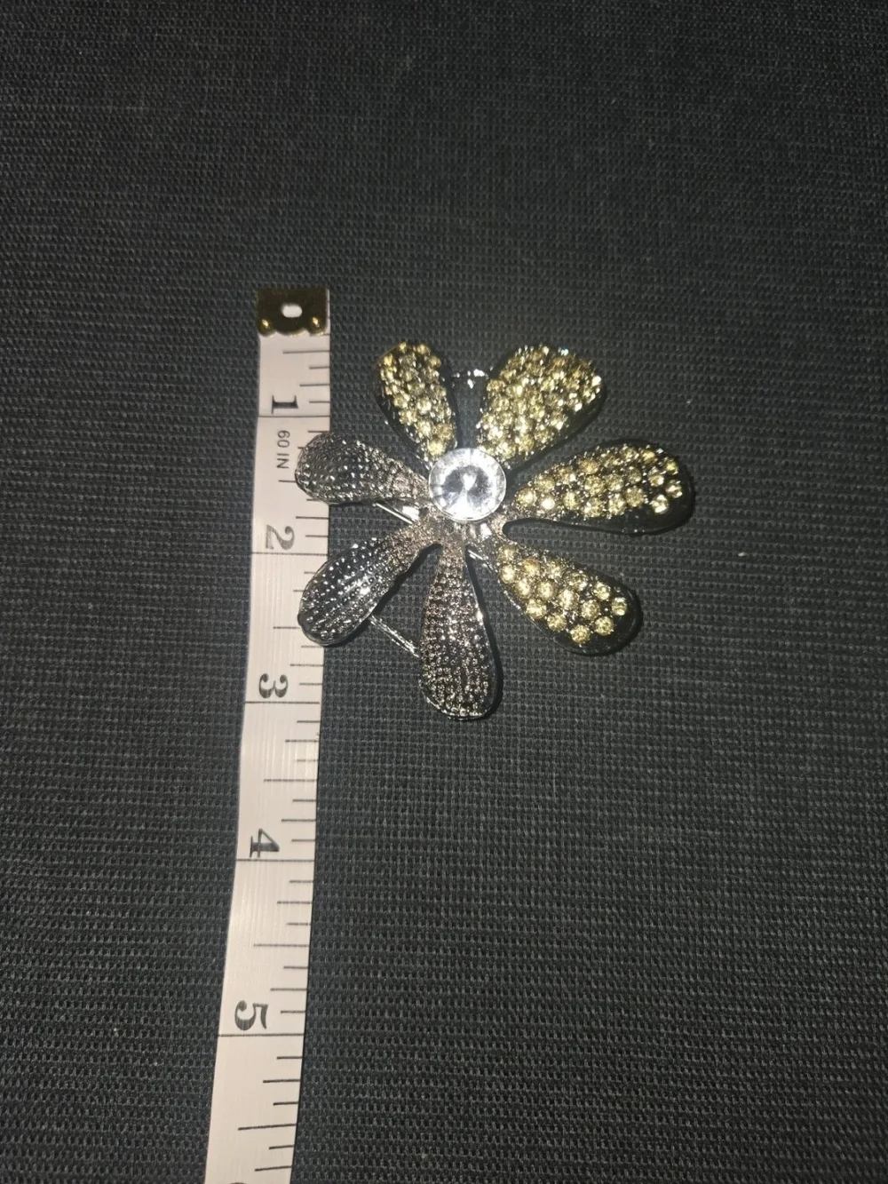 Gold and Yellow Floral Crystal Brooch - Women Jewelry Pre-loved